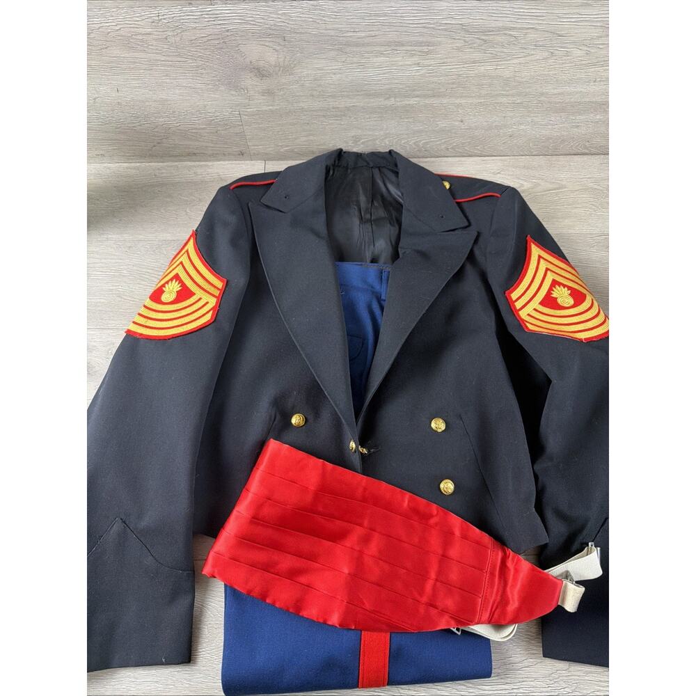 USMC Marines Evening Blues Dress Jacket Pants Cummerbund 42 Long 35 R Pants